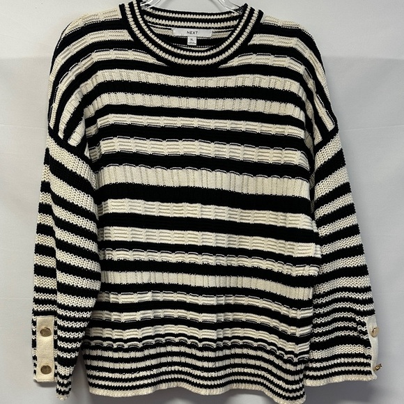 Next Stripe Stitch Detail - Regular Fit- Women’s Sweater - black and ecru cream - Picture 2 of 8